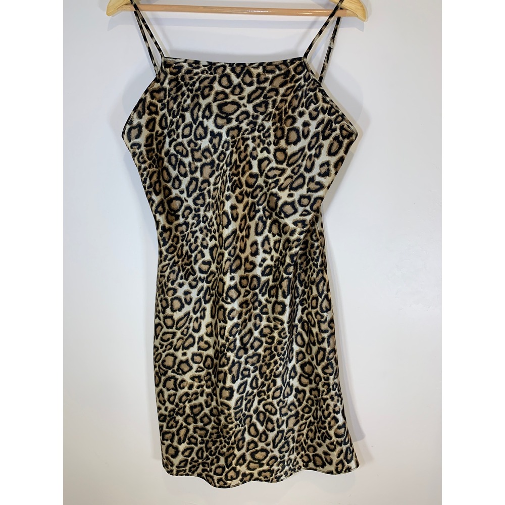 Y2K Gilligan & O'Malley Leopard Print Slip Dress Medium Animal Print Boho Women‎